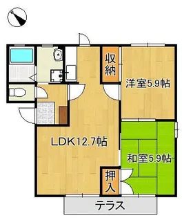 フィールドコート本城Ⅱ A棟【1階】の間取り