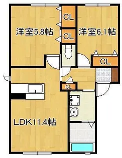 ヴェルドミールK A棟【1階】の間取り