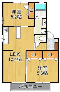 サイドパーク本城Ⅱ A・B【2階】の間取り