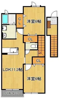 プレイン・コートSⅠ【2階】の間取り