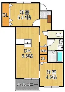 ソレイユひびきの【2階】の間取り