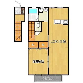 ルネス本城B棟【2階】の間取り