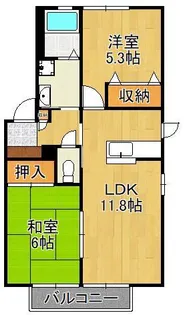 フィールドコート本城Ⅱ B棟【2階】の間取り