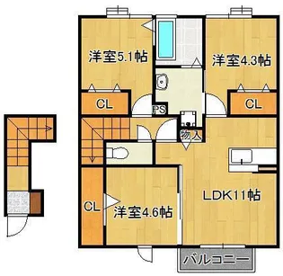 サンヒルズ愛坂 B棟【2階】の間取り