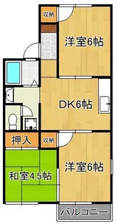 西二島ハイツ【2階】の間取り
