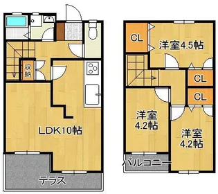 藤原テラスハウスA【1階】の間取り