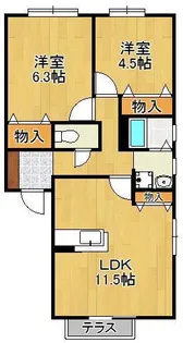 フェリーチェ学研台ⅡB【1階】の間取り