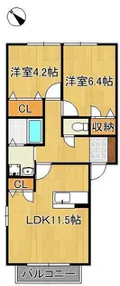 フェリーチェ学研台ⅡB【2階】の間取り
