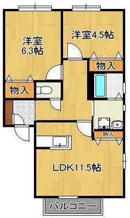 フェリーチェ学研台ⅡB【2階】の間取り