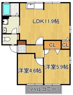 フィールドコート本城D【1階】の間取り