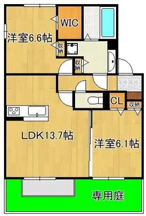 ソレールヴィラ・クレスト【1階】の間取り