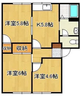 アーバン十字路A棟【1階】の間取り