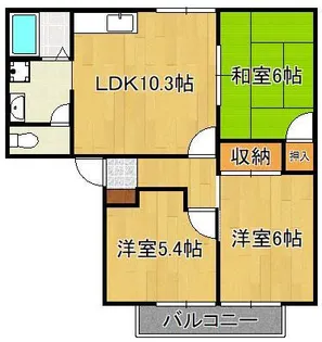 アーバン十字路A棟【2階】の間取り