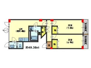 船岡山ハイツ【201号室】の間取り