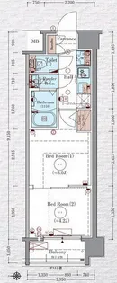 エステムコート京都二条【708号室】の間取り