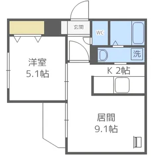 1LDKの間取り画像