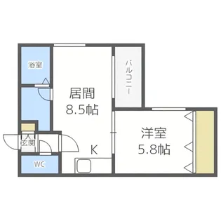 1LDKの間取り画像