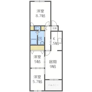 サンフロア山鼻【3階】の間取り
