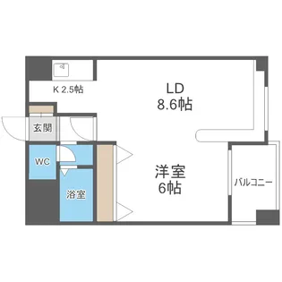 ハウスオブリザ中の島 I【401号室】の間取り