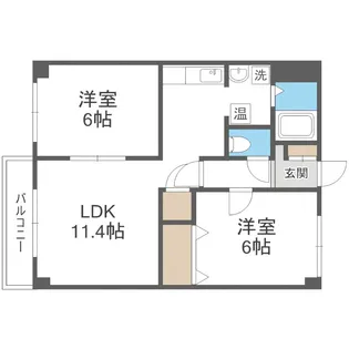 ラムセス南郷【3A号室】の間取り