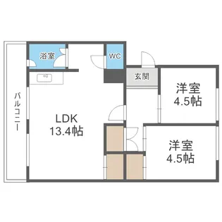 札幌西月寒団地1号棟【507号室】の間取り
