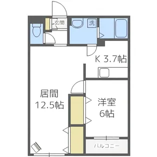 ロイヤルシティ月寒【406号室】の間取り