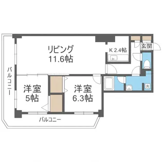 PRIME URBAN札幌 RIVER FRONT【3階】の間取り