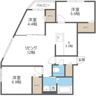 ビッグレジデンス旭ヶ丘【3階】の間取り