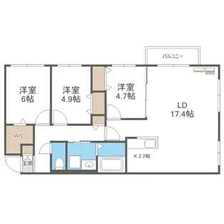 ザ・レジデンス南平岸【2階】の間取り