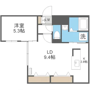 BLANC CASSE南9条【201号室】の間取り