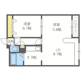 ホークメゾン札幌3号館【2階】の間取り