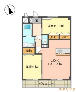 ボヌール岩崎台A【2階】の間取り