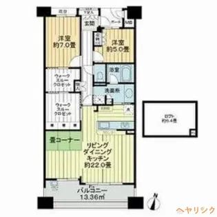 パークシティ・ザ・ウイングス西棟【12階】の間取り