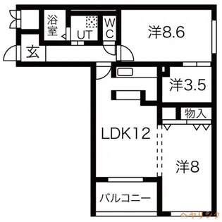 2LDKの間取り画像