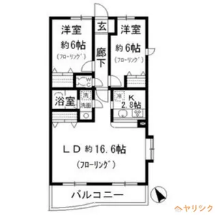 2LDKの間取り画像