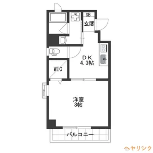 1DKの間取り画像