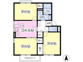 クレセントパレスⅡ【102号室】の間取り