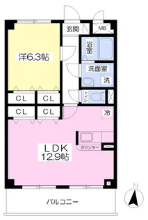 アンプルール フェール アコルデ【103号室】の間取り