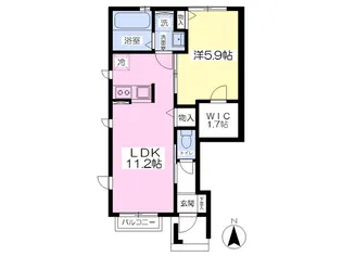 ベルソレイユ春岡B棟【102号室】の間取り