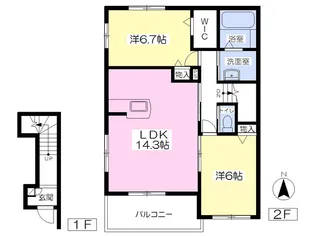 エール・ゲート北棟【201号室】の間取り