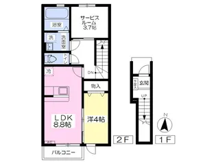 ミルリジェール【202号室】の間取り