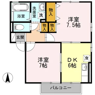 リビングタウン北土居 C棟【202号室】の間取り