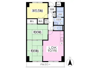 ロイヤルパークみずほ台【410号室】の間取り