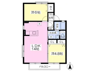 セジュール柳生【201号室】の間取り