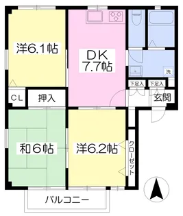 フォブール葉座B棟【201号室】の間取り
