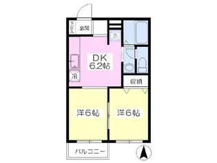 ディアコート若林A棟【102号室】の間取り