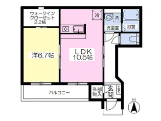 ペルグランデ伝上山Ⅰ【102号室】の間取り