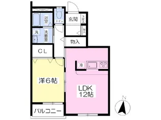 シェリーパークシオンB【102号室】の間取り