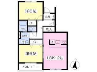 シェリーパークシオンD【102号室】の間取り