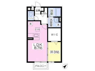 ソレイユ多賀城Ⅲ【105号室】の間取り